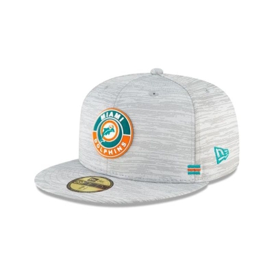 Grey Miami Dolphins Hat - New Era NFL NFL Fall Sideline Historic 59FIFTY Fitted Caps USA1230649